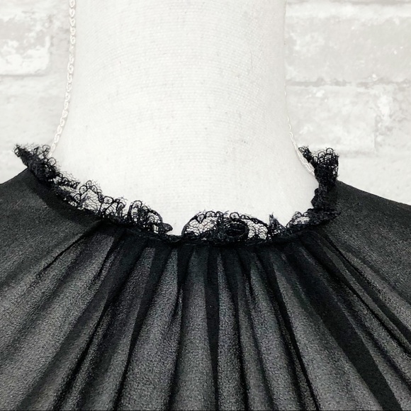 NWOT GENERATION LOVE Black Chiffon Ruffle Long Sleeve Semi Sheer Mini Dress Sm - Picture 7 of 16